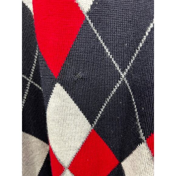 Brooks Brother Merino Wool Black Red Argyle Sleeveless Sweater Vest Size Large - Picture 4 of 7